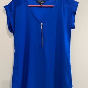 Express Women's Blue V-Neck Top